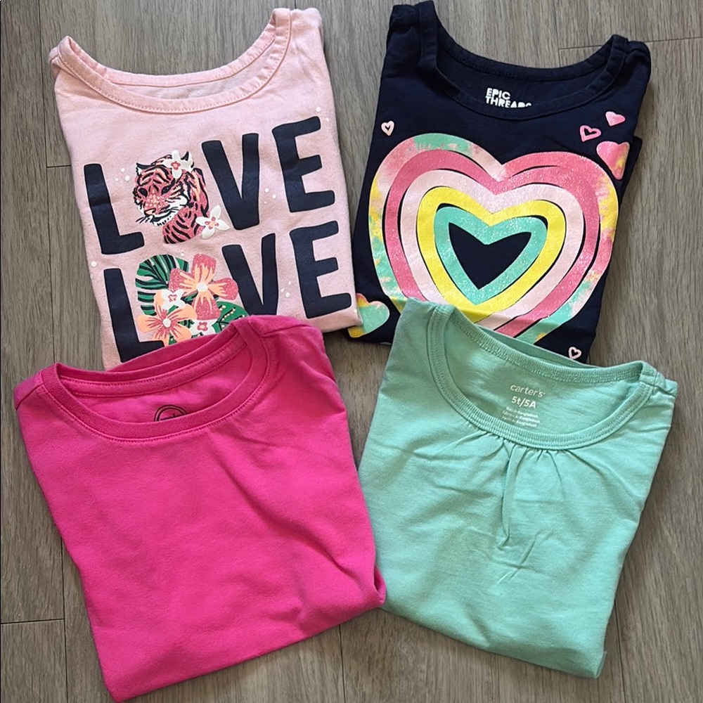 Kids Short Sleeve Tees - Pink, Green, Navy